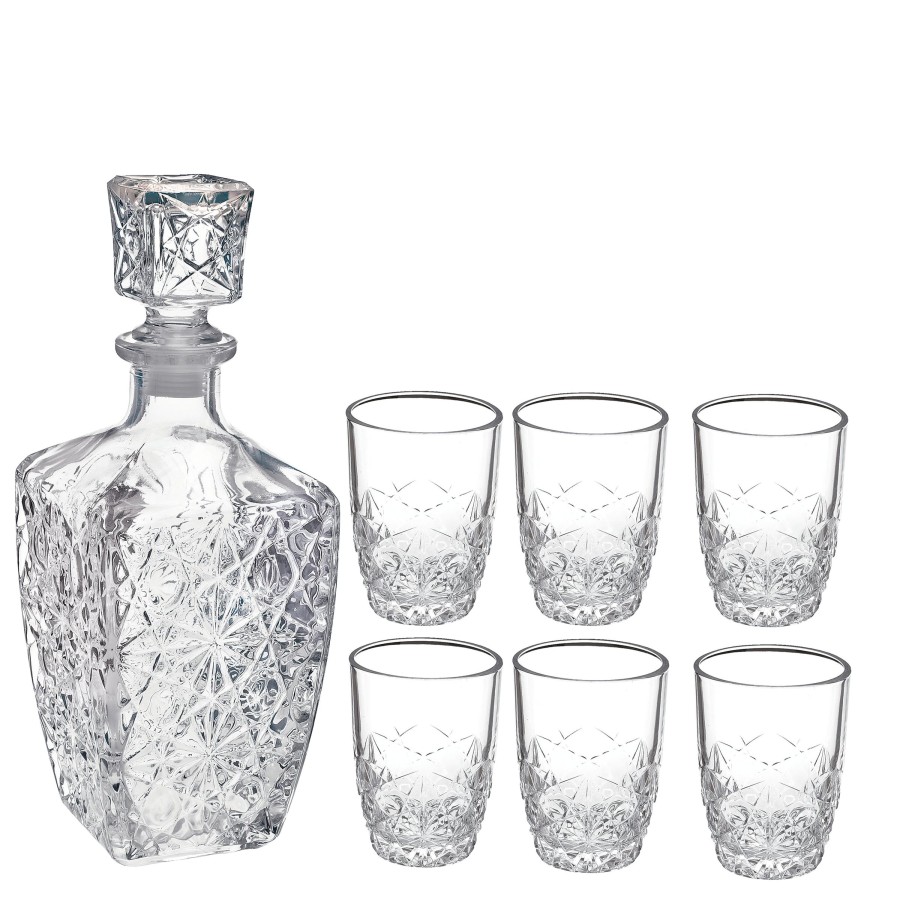 Home Decor Bormioli Rocco | Dedalo 7Pc Liqueur Set (1 Decanter + 6 Shot Glasses)