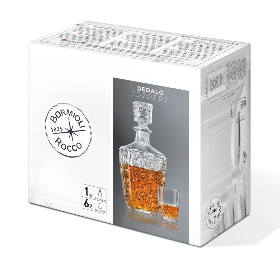 Home Decor Bormioli Rocco | Dedalo 7Pc Liqueur Set (1 Decanter + 6 Shot Glasses)