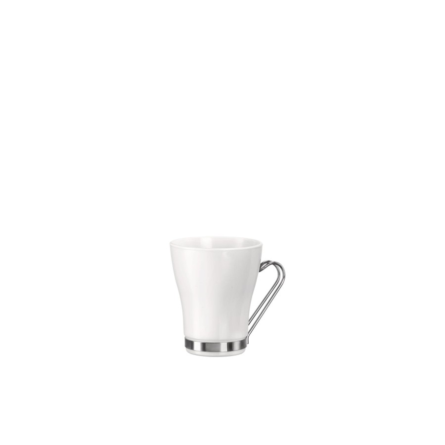 Drinkware Bormioli Rocco | Aromateca 7.5 Oz. Opal Glass Cappuccino Cup With Stainless Steel Handle (Set Of 4)