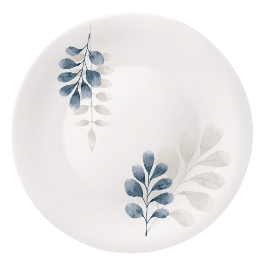 Dinnerware Bormioli Rocco | White Moon Botanica 10.75" Opal Glass Dinner Plate, Blue (Set Of 24)