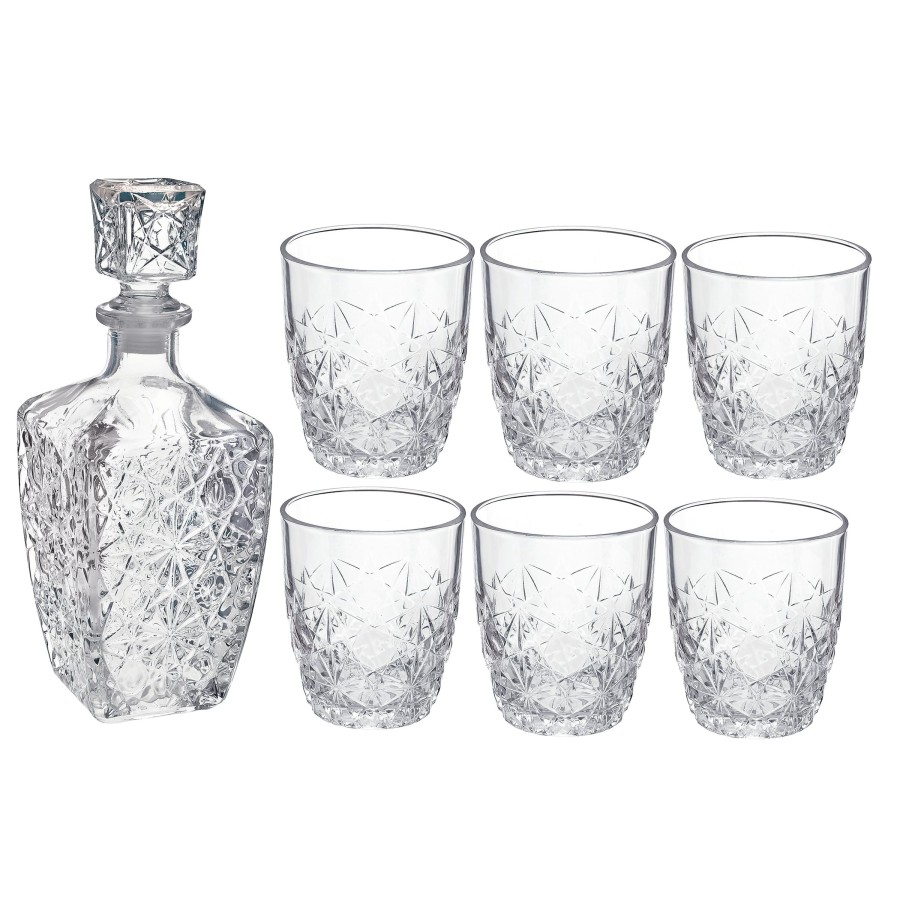 Home Decor Bormioli Rocco | Dedalo 7Pc Whiskey Set (1 Decanter + 6 Rocks Glasses)