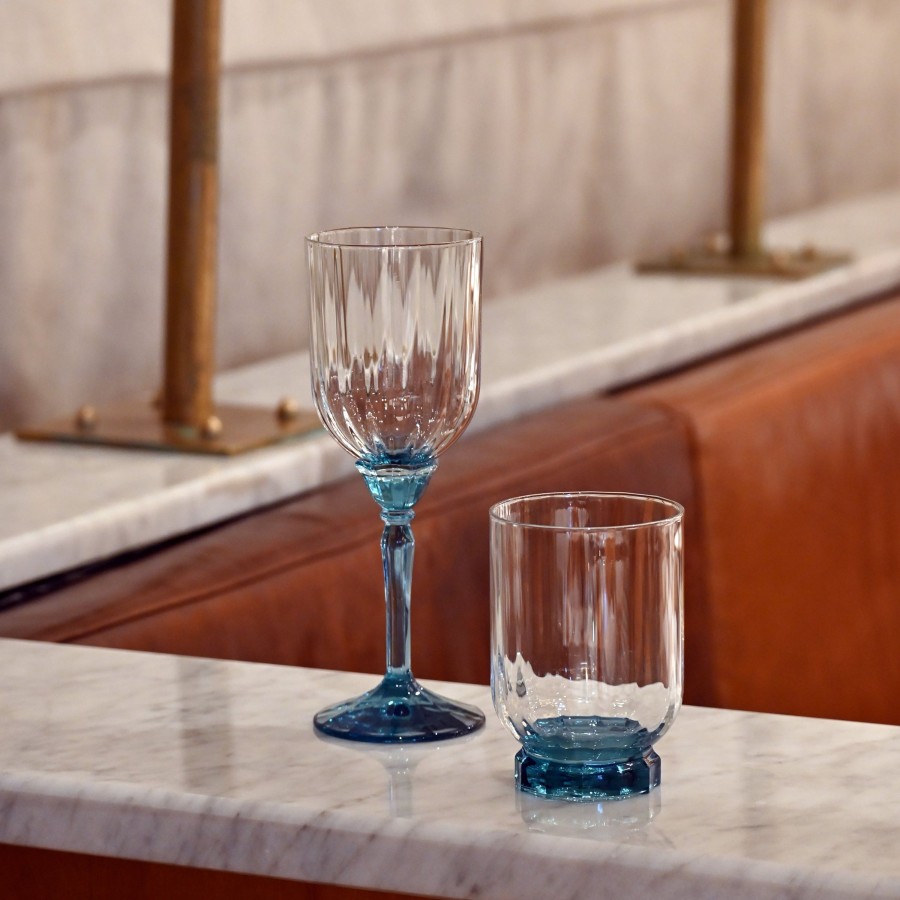 Drinkware Bormioli Rocco | Florian 12.6 Oz. Dof Drinking Glasses, Lucent Blue (Set Of 4)