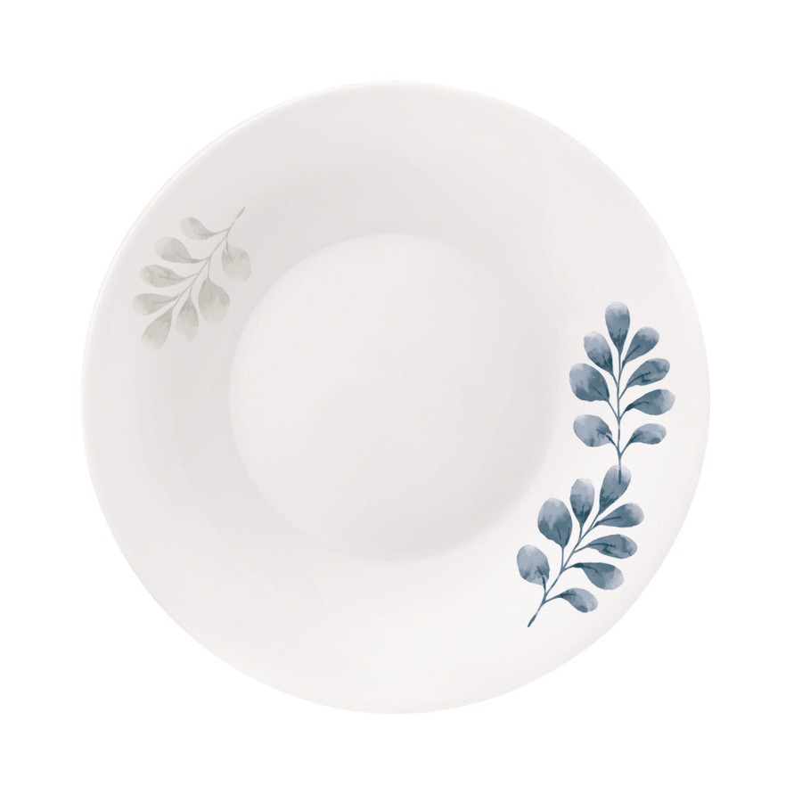 Dinnerware Bormioli Rocco | White Moon Botanica 9" Opal Glass Soup Plate, Blue (Set Of 24)