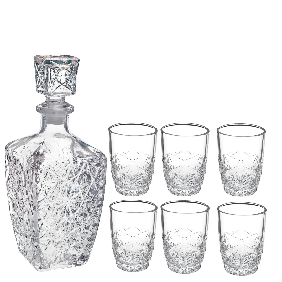 Drinkware Bormioli Rocco | Dedalo 7Pc Liqueur Set (1 Decanter + 6 Shot Glasses)