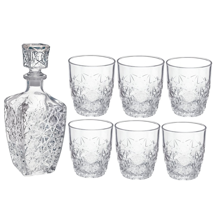 Serveware Bormioli Rocco | Dedalo 7Pc Whiskey Set (1 Decanter + 6 Rocks Glasses)