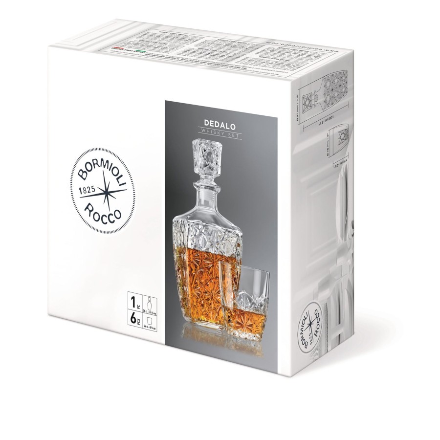 Serveware Bormioli Rocco | Dedalo 7Pc Whiskey Set (1 Decanter + 6 Rocks Glasses)