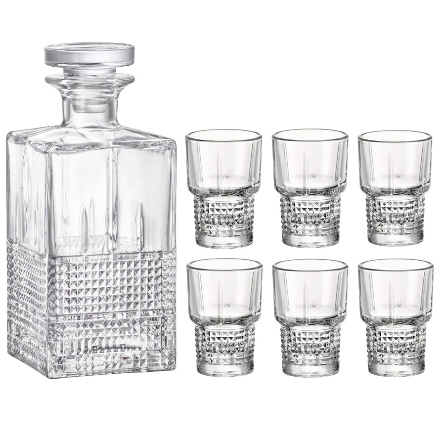 Drinkware Bormioli Rocco | Bartender 7Pc Novecento Liquor Set (1 Decanter + 6 Shot Glasses)