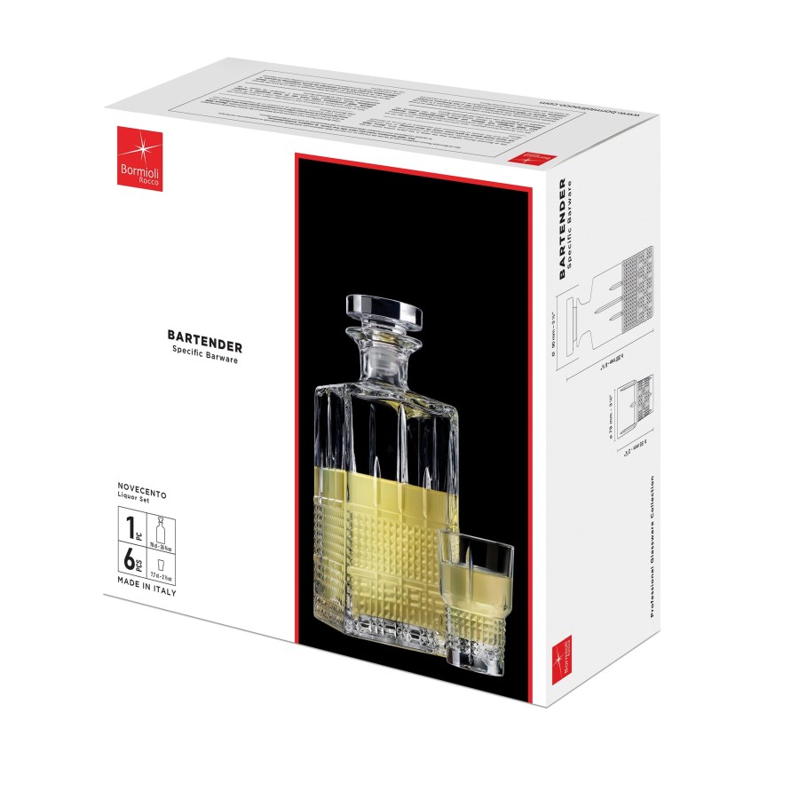 Drinkware Bormioli Rocco | Bartender 7Pc Novecento Liquor Set (1 Decanter + 6 Shot Glasses)