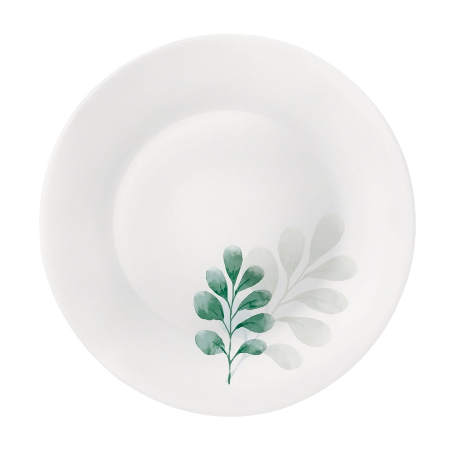 Dinnerware Bormioli Rocco | White Moon Botanica 7.75" Opal Glass Dessert Plate, Green (Set Of 24)